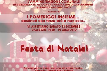 I pomeriggi insieme destinati alla terza età e non solo - Festa di Natale